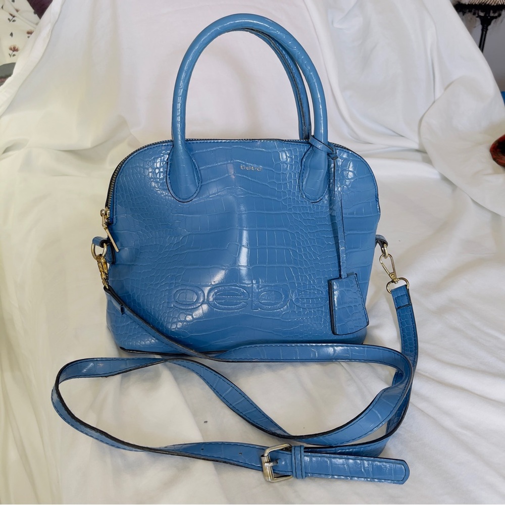 HOBO Bebe Electric Blue  Croc-Embossed Satchel Crossbody-Statement Bag